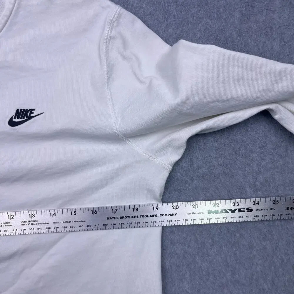 Nike Club Long Sleeve Snap Henley Shirt Men’s Size Small White Tee